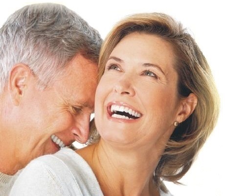 couple smiling with PEEK prosthesis